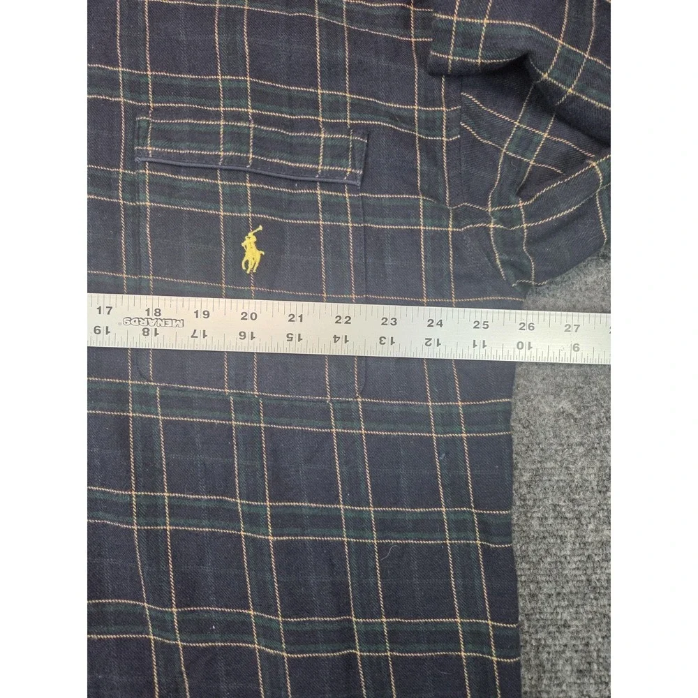 Polo Ralph Lauren Robe Mens XL Blue Green Plaid Flannel